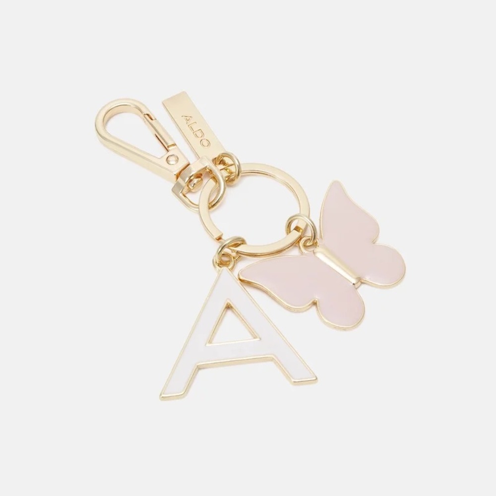 Aldo Gold and Pink Initial Butterfly Keychain - Picture 1 of 2